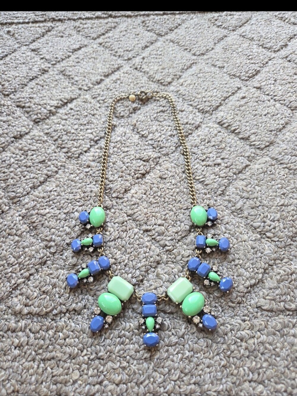 J. Crew Gold-Tone Necklace with Mint Green and Periwinkle Stones
